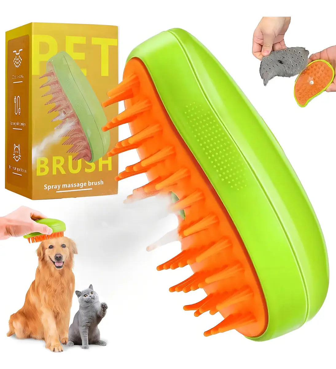 Cepillo a Vapor para Mascotas Pelaje Impecable y Suave