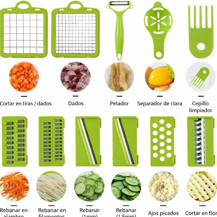 Picador Multifuncional 14 Piezas Chefcut Pro Acero